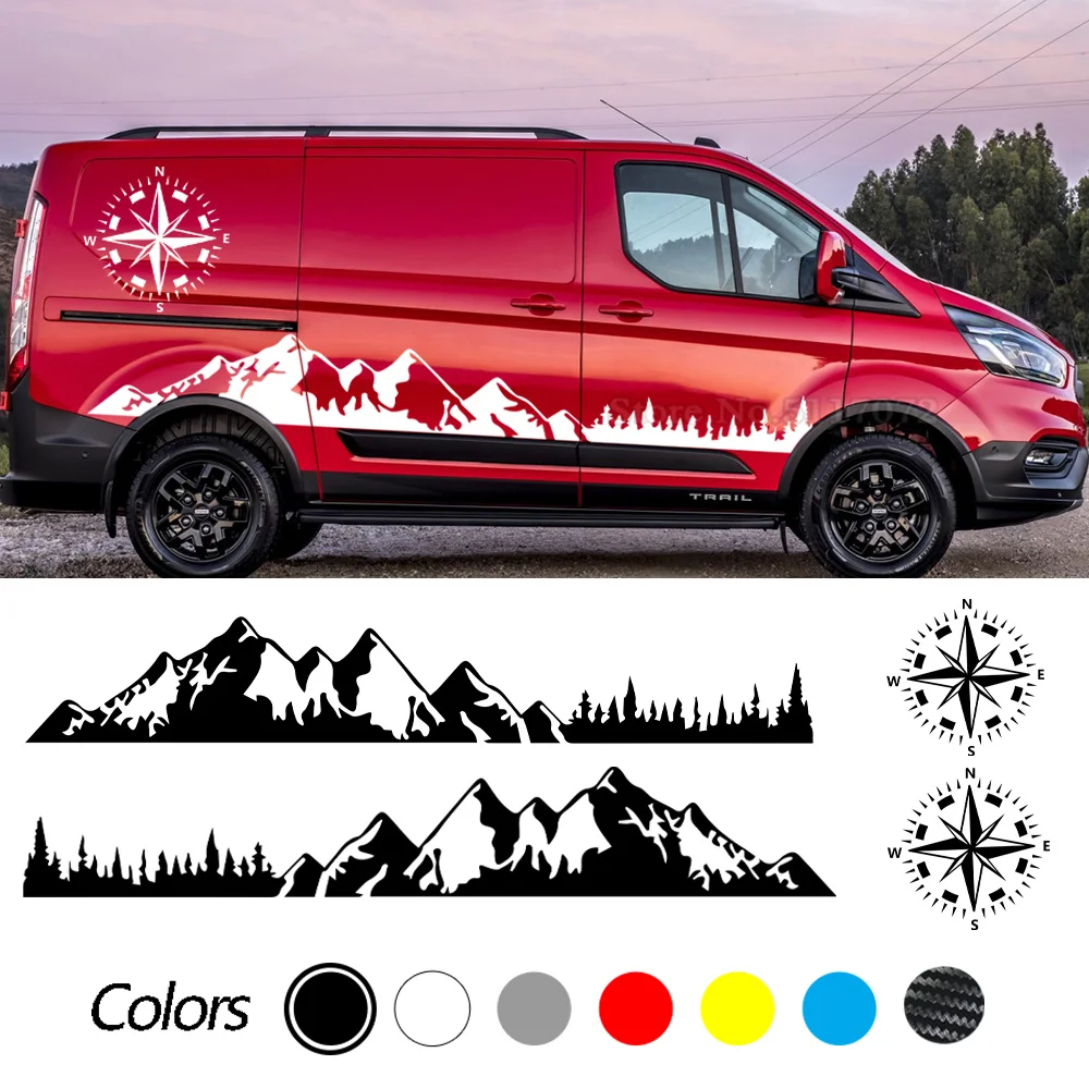 

Car Door Stickers Motorhome Camper Van For Ford Transit MK6 MK7 MK8 Tuning Accessories Compass Graphics Vinyl Film Decals 4PCS