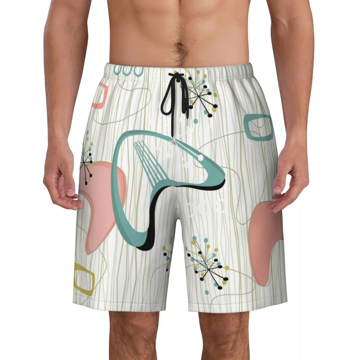 Retro Eames Era Atomic Inspired Board Shorts Men Casual Beach Shorts Briefs Mid Century Abstract Geometric Quick Dry Swim Trunks
Retro Eames Era Atomic Inspired Board Shorts Men Casual Beach Shorts Briefs Mid Century Abstract Geometric Quick Dry Swim Trunks