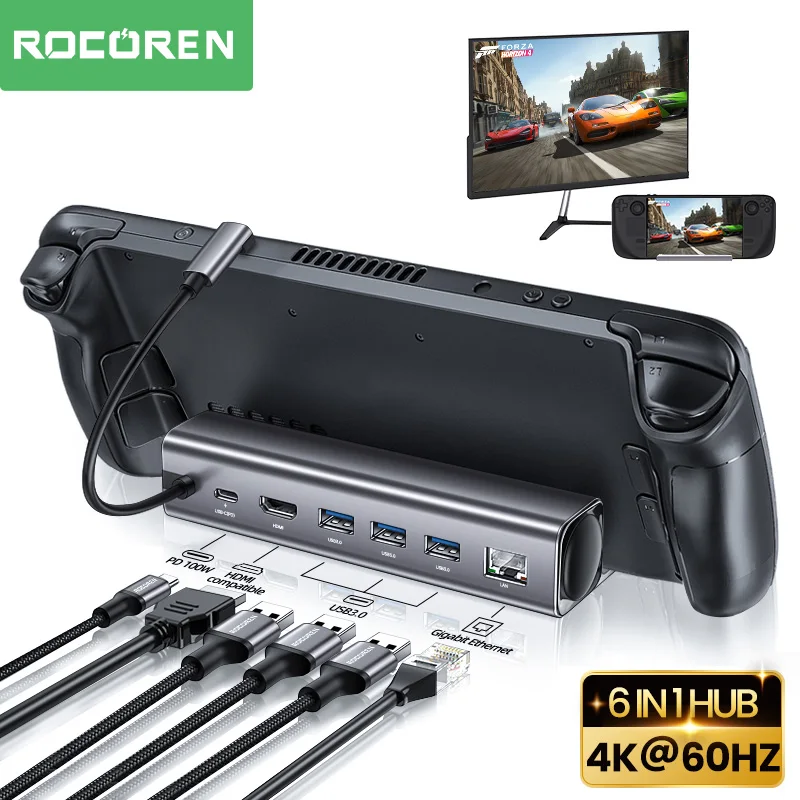 Rocoren Steam Chassis Docking Station TV Base 6in1 Aluminum Alloy Support Docking Station 60Hz Compatible with USB-C Steam Cha
Rocoren Steam Chassis Docking Station TV Base 6in1 Aluminum Alloy Support Docking Station 60Hz Compatible with USB-C Steam Cha