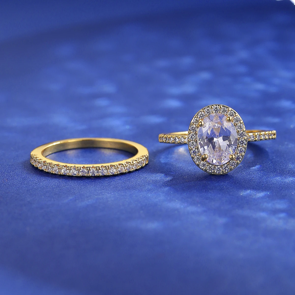 Hot Selling Wedding Proposal Rings Plated Thick Gold Zircon Inlaid Ring Oval Four Claw Diamond Inlaid Pair Ring
Hot Selling Wedding Proposal Rings Plated Thick Gold Zircon Inlaid Ring Oval Four Claw Diamond Inlaid Pair Ring