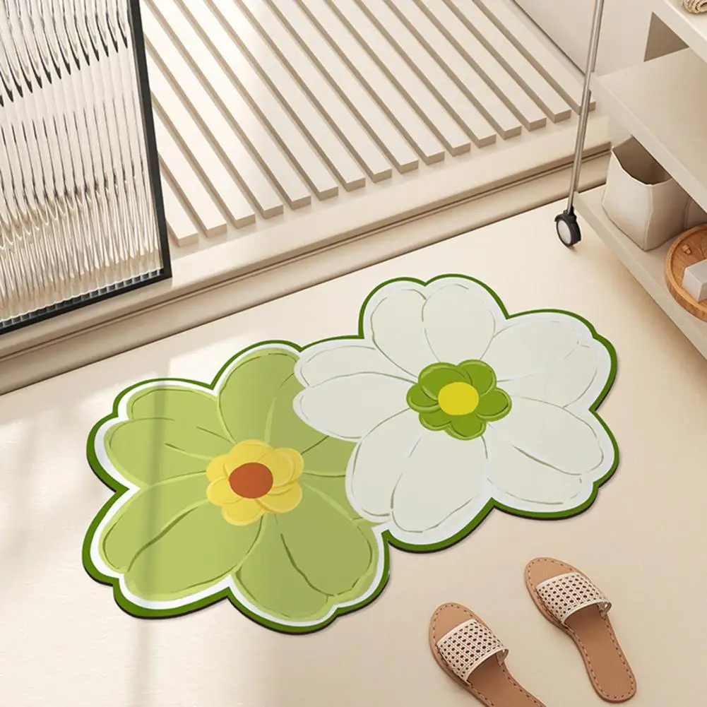 

Quick-drying Bath Mat Entry Door Mat Soft Absorbent Flower Shape Bath Mat Modern Anti-slip Rug for Shower Entry Door Bathroom