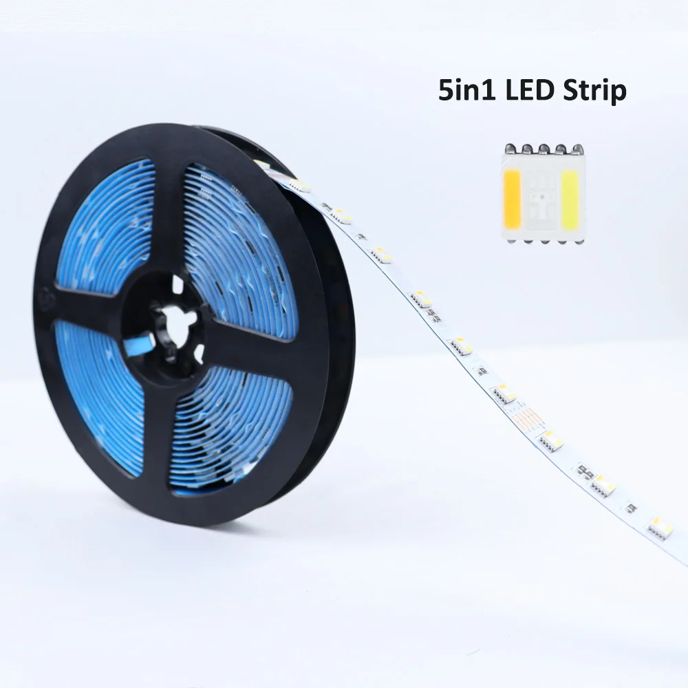 

5in1 Chip RGB+CCT Led Strip SMD 5050 1m 2m 3m 4m 5m Flexible Dimmable Light DC12V 24V RGBCW Flexible Lamp Tape 5colors 60leds/m