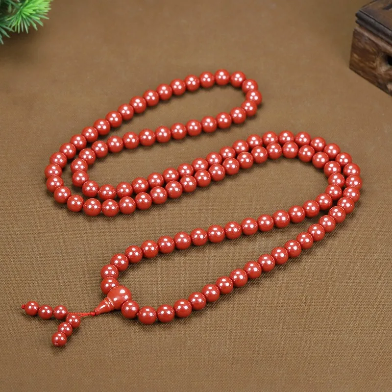 

Cinnabar Necklace 108 Buddha Beads Bracelet with Multiple Circles Natal Year Imperial Sand Beaded Bracelet