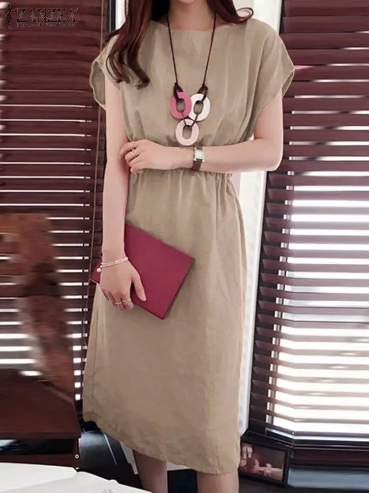 ZANZEA Elegant Women Work Mid-calf Dress Summer Fashion Short Sleeve Elastic Waist Solid Cotton Sundress Casual Shirt Vestido
ZANZEA Elegant Women Work Mid-calf Dress Summer Fashion Short Sleeve Elastic Waist Solid Cotton Sundress Casual Shirt Vestido
