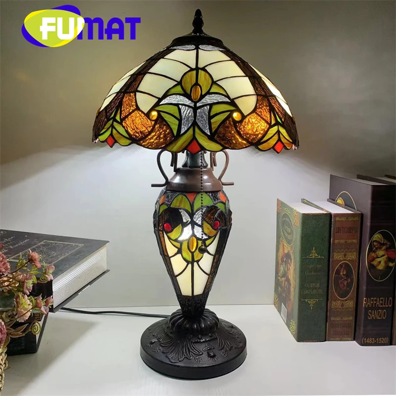 FUMAT Tiffany Table Lamp Vintage Style Bedroom Den Stained Glass Hand Decorated Exquisite Double Headed Reading Table Lamp
FUMAT Tiffany Table Lamp Vintage Style Bedroom Den Stained Glass Hand Decorated Exquisite Double Headed Reading Table Lamp