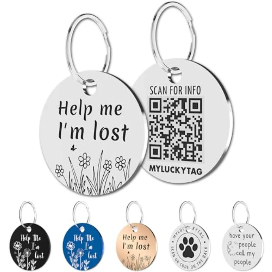 QR Code Stainless Steel Dog & Cat ID Tag with Engraved Profile & Email Location Alerts QR Code Stainless Steel Dog & Cat ID Tag with Engraved Profile & Email Location Alerts
