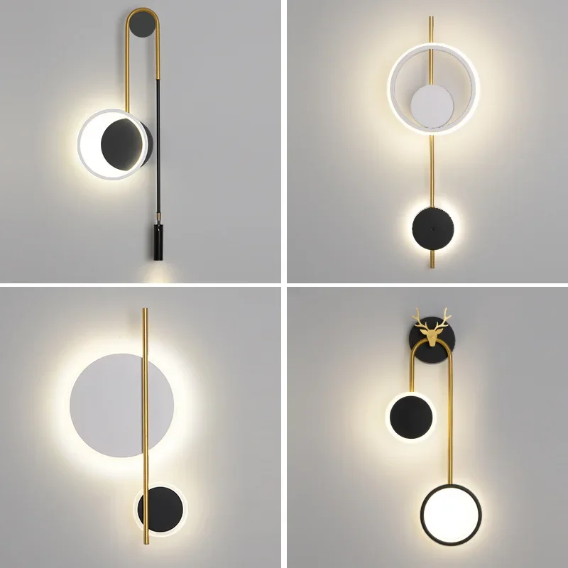 

Modern Luxury LED Wall Lamp Living Room Bedroom Bedside Stair Aisle Study Wall Sconce Luster Lighting Fixture Home Decoratioan