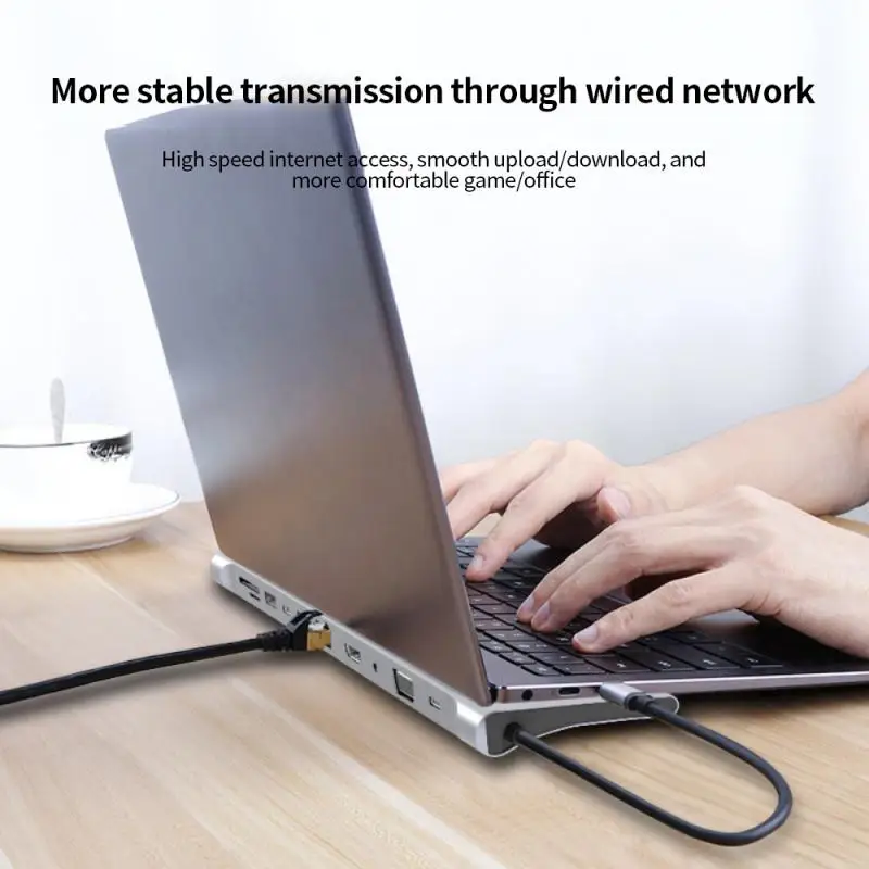 

Docking Station USB C Hub Type-C To +VGA Adapter Dual Monitor with RJ45 Ethernet SD TF Audio PD for MacBook Surface OTG