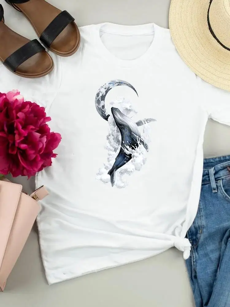 Summer Spring Print Tshirt Tee Top Women Short Sleeve Printing Moon Watercolor Style Trend Clothing Fashion Graphic T-shirts
Summer Spring Print Tshirt Tee Top Women Short Sleeve Printing Moon Watercolor Style Trend Clothing Fashion Graphic T-shirts