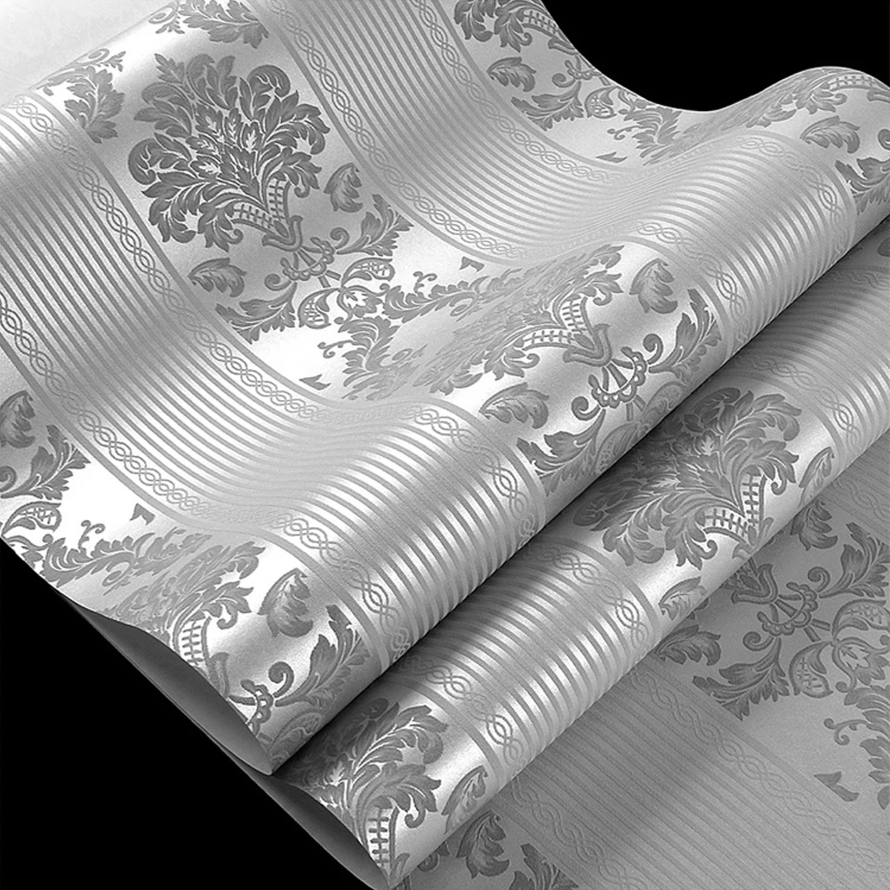 

Grey 3D Victorian Damask Embossed Wallpaper Roll Home Decor Living Room Bedroom Wall Coverings Silver Floral Luxury Wall Paper