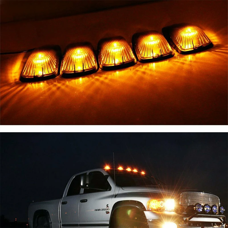 5Pcs Car LED Lights Smoked Lens Cab Roof Marker Running Lamps w/ Amber LED Lights For Truck 4x4 Car Produts
5Pcs Car LED Lights Smoked Lens Cab Roof Marker Running Lamps w/ Amber LED Lights For Truck 4x4 Car Produts