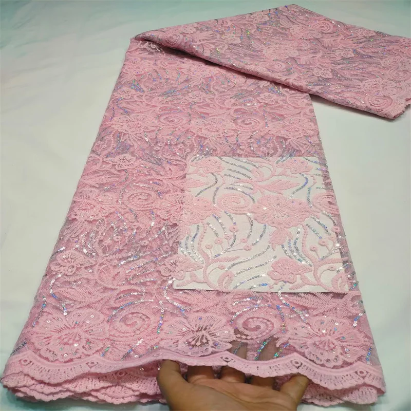 

Африканская кружевная ткань, розовые блестки, вышивка, нигерийское кружево, свадебная Высококачественная французская тюль, кружевная ткань для шитья детской свадьбы