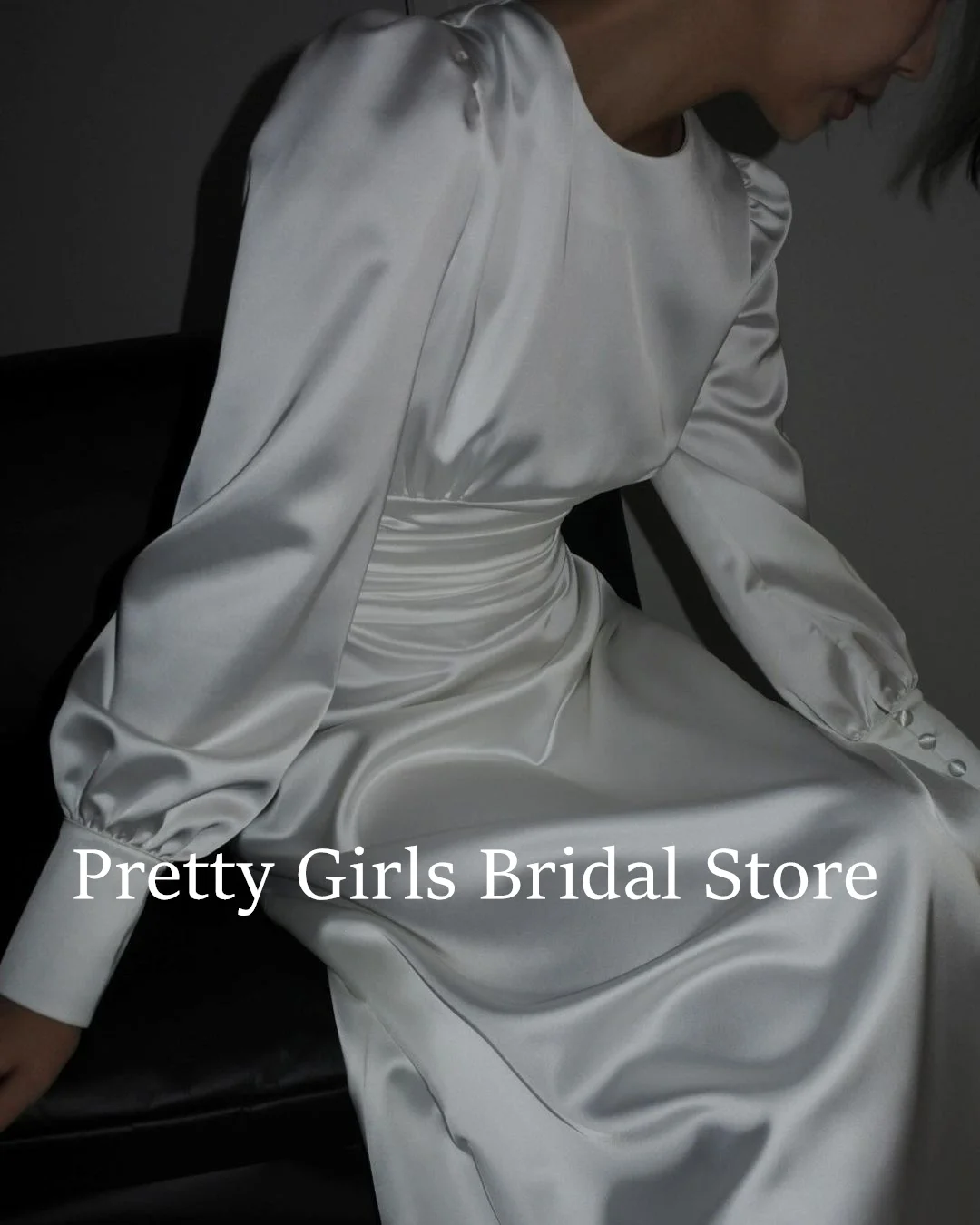 

Белое пляжное свадебное платье с круглым вырезом, ТРАПЕЦИЕВИДНОЕ скромное платье невесты, корейское платье, ТРАПЕЦИЕВИДНОЕ шелковое атласное простое свадебное платье с длинным рукавом