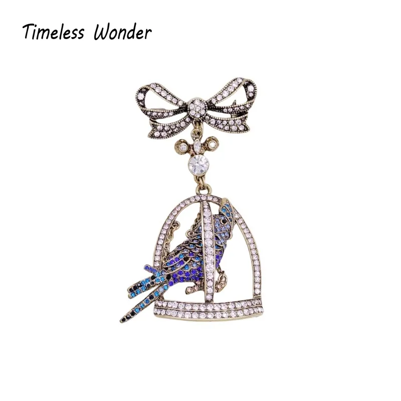 

Timeless Wonder Fancy Crystal Zircon Bird Knot Brooches for Women Designer Jewelry Runway Top Luxury Gift Rare Broches 5282