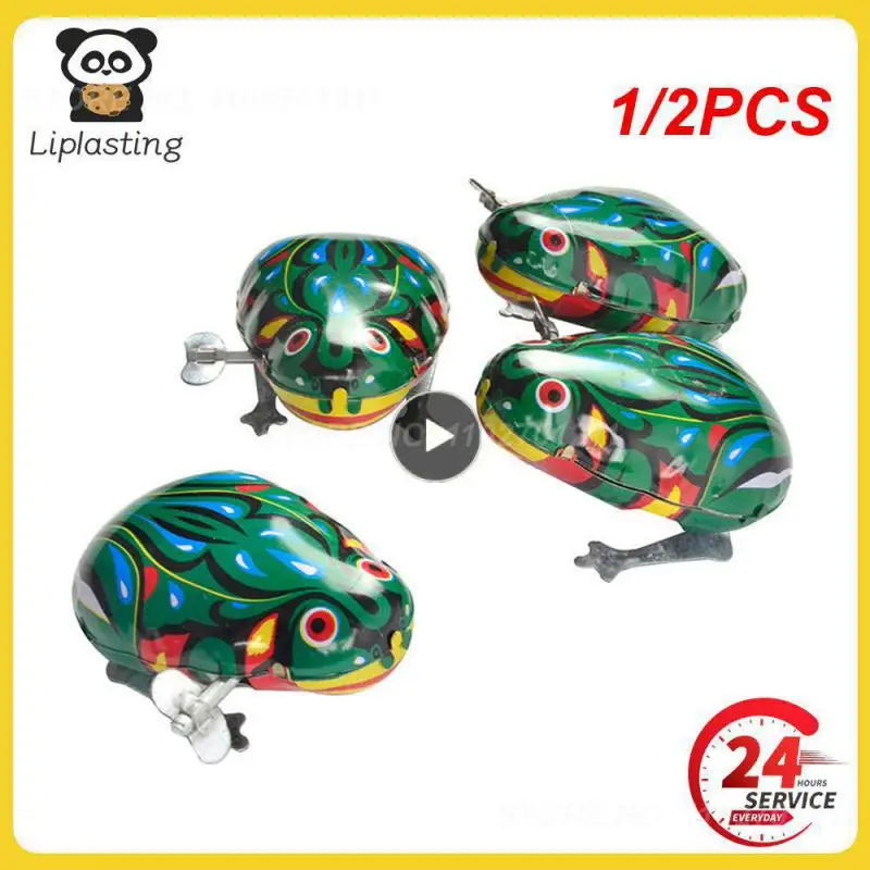 

1/2PCS Kids Classic Tin Wind Up Clockwork Jumping Iron Frog Toy Action Figures Toy For Children Kids Classic Toys For Boy Gift