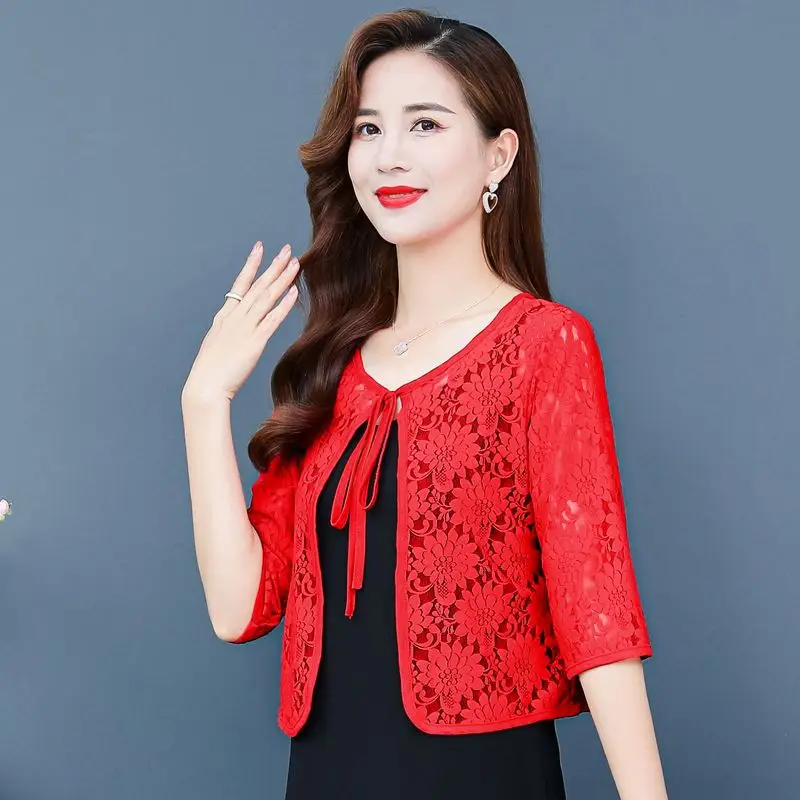 New Spring Summer Lace Jacket Women Harajuku Half-sleeve Cardigan Hollow Crop Tops Outer Shawl Short Coat Korean Fashion
New Spring Summer Lace Jacket Women Harajuku Half-sleeve Cardigan Hollow Crop Tops Outer Shawl Short Coat Korean Fashion