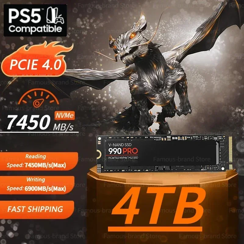 PS5 SSD Newest Original 990PRO 4TB 2TB 1TB SSD Internal Solid State Disk M2 2280 PCIe Gen 4.0 X 4 NVMe for PlayStation 5/Laptop
PS5 SSD Newest Original 990PRO 4TB 2TB 1TB SSD Internal Solid State Disk M2 2280 PCIe Gen 4.0 X 4 NVMe for PlayStation 5/Laptop