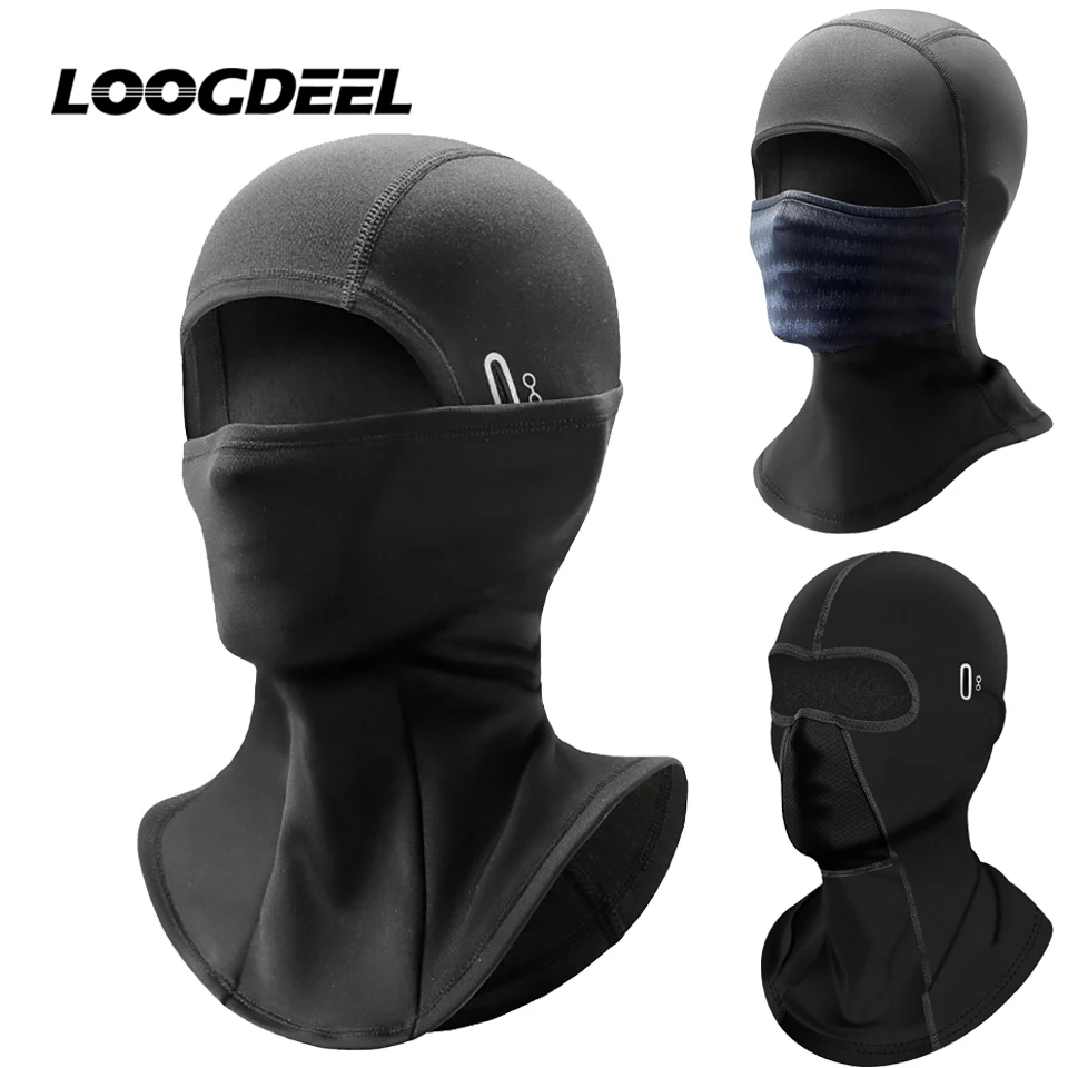 

LOOGDEEL Motorcycle Helmet With Eyeglass Hole Windproof Cycling Balaclava Running Warm Head Scarf Unisex Hiking Bike Face Mask