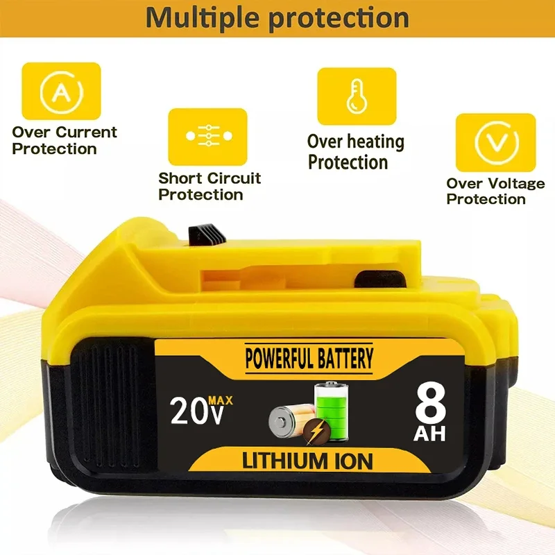 Original 20V 8000mAh Replaceable Li-ion Battery Compatible DCB200 For Dewalt 18 Volt MAX Power Tools Battery+Charger
Original 20V 8000mAh Replaceable Li-ion Battery Compatible DCB200 For Dewalt 18 Volt MAX Power Tools Battery+Charger