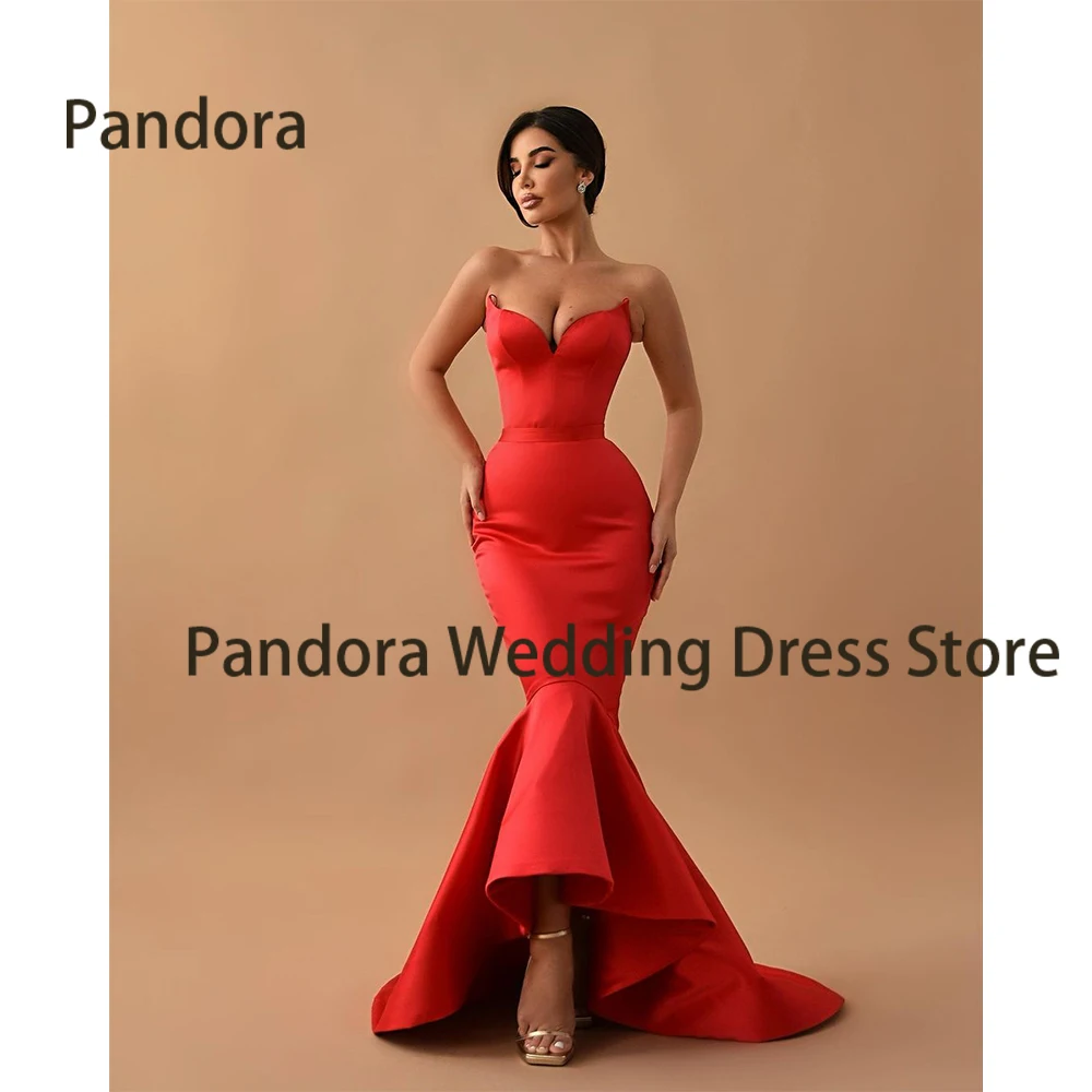 

Pandora Sexy formal Evening gown with sweep train Ankle-length sweetheart Mermaid pleated women's birthday cocktail party dress