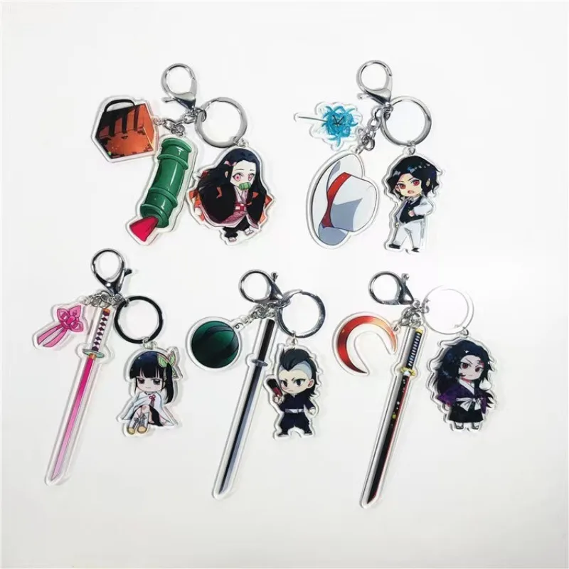 

21 Styles Anime Demon Slayer Acrylic Keychain Rengoku Kyoujurou Kamado Nezuko Tanjirou Props Keyring Gifts Pendant for Boy Girls