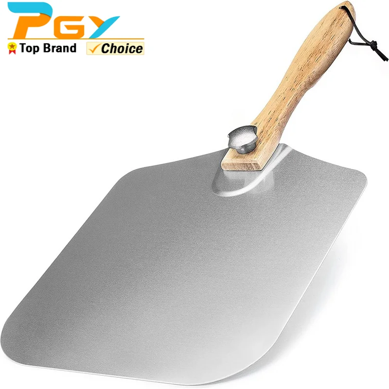 

12inch Pizza Oven Spatula Paddle with Folding Wooden Handle Aluminum Pizza Turning Peel Baking Tools Pizza Oven Accessories
