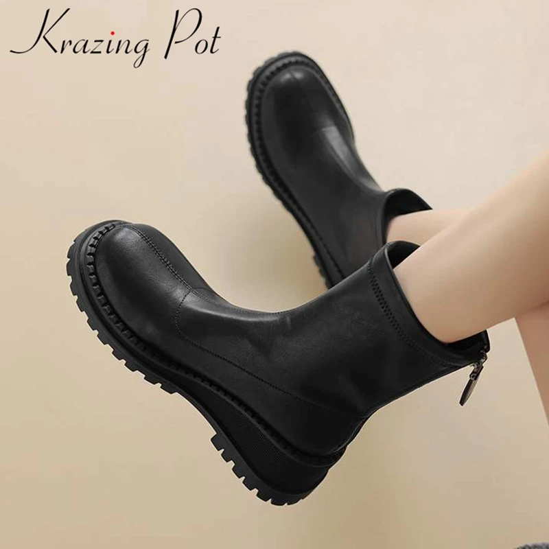 Krazing Pot Stretch Fabric Round Toe Winter Keep Warm Brand Preppy Style Keep Warm Modern Boots Thick Bottom Wedges Ankle Boots
Krazing Pot Stretch Fabric Round Toe Winter Keep Warm Brand Preppy Style Keep Warm Modern Boots Thick Bottom Wedges Ankle Boots