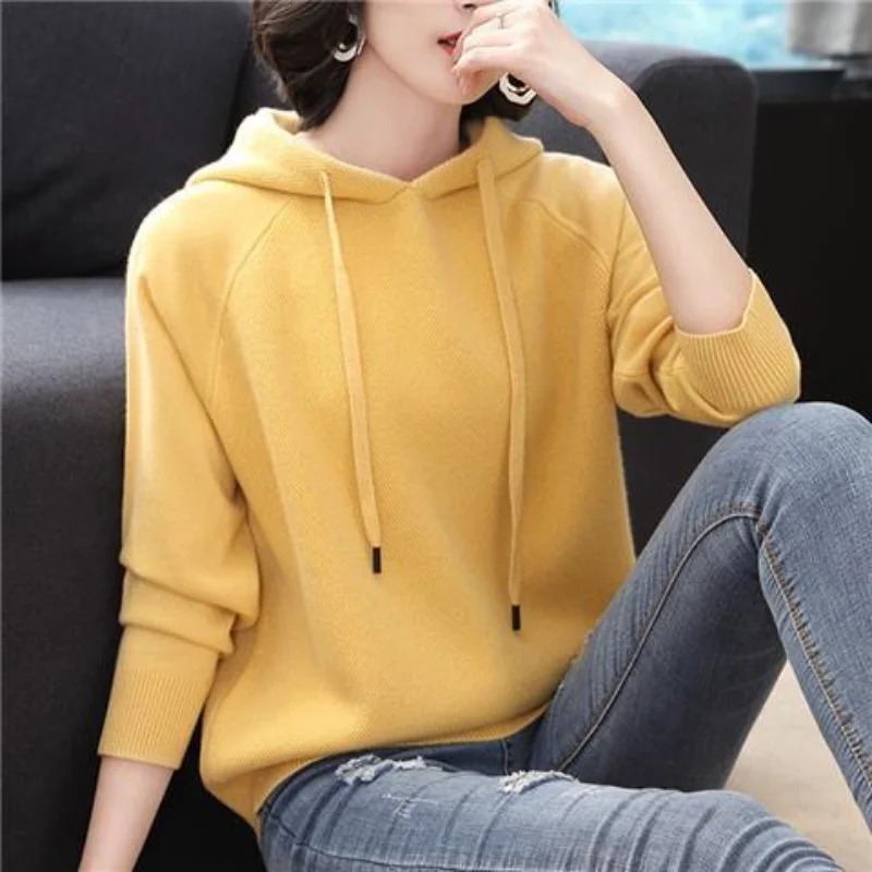 Women Autumn and Winter Fashion Tidal Current Hooded Drawstring Sweatshirt Solid Warm Age Reduction Knitting Leisure Long-slee
Women Autumn and Winter Fashion Tidal Current Hooded Drawstring Sweatshirt Solid Warm Age Reduction Knitting Leisure Long-slee