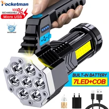 Portable 7 LED+Side COB Flashlight 4 Modes USB Charging Waterproof Torch Outdoor Camping Running Handlamp with Build-in Battery
Portable 7 LED+Side COB Flashlight 4 Modes USB Charging Waterproof Torch Outdoor Camping Running Handlamp with Build-in Battery