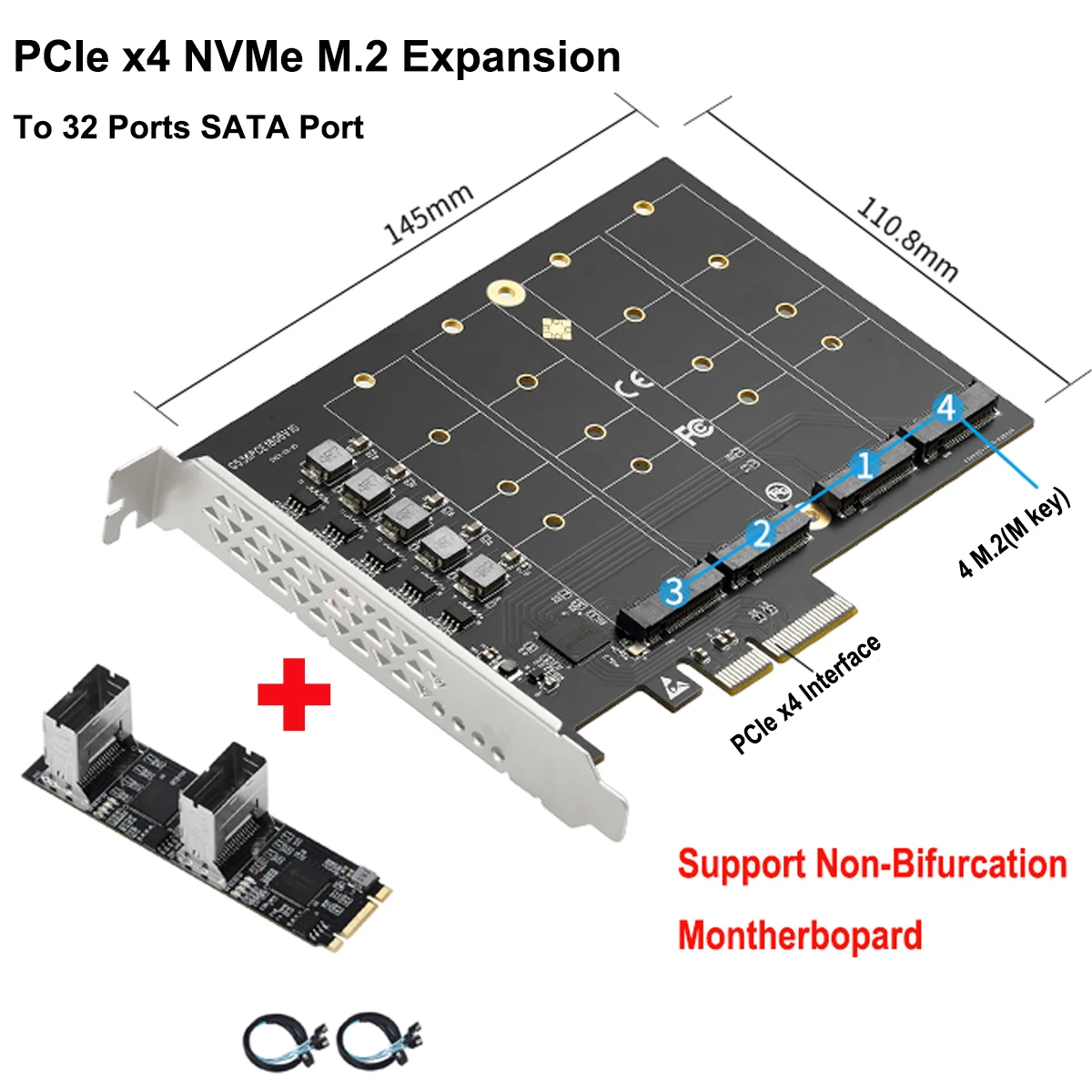 IOCREST PCIe X4 Expansion Card 4 M.2 NVMe to 32 SATAIII 6G Ports Extender Adapter Support Non-Bifurcation Motherboard
IOCREST PCIe X4 Expansion Card 4 M.2 NVMe to 32 SATAIII 6G Ports Extender Adapter Support Non-Bifurcation Motherboard