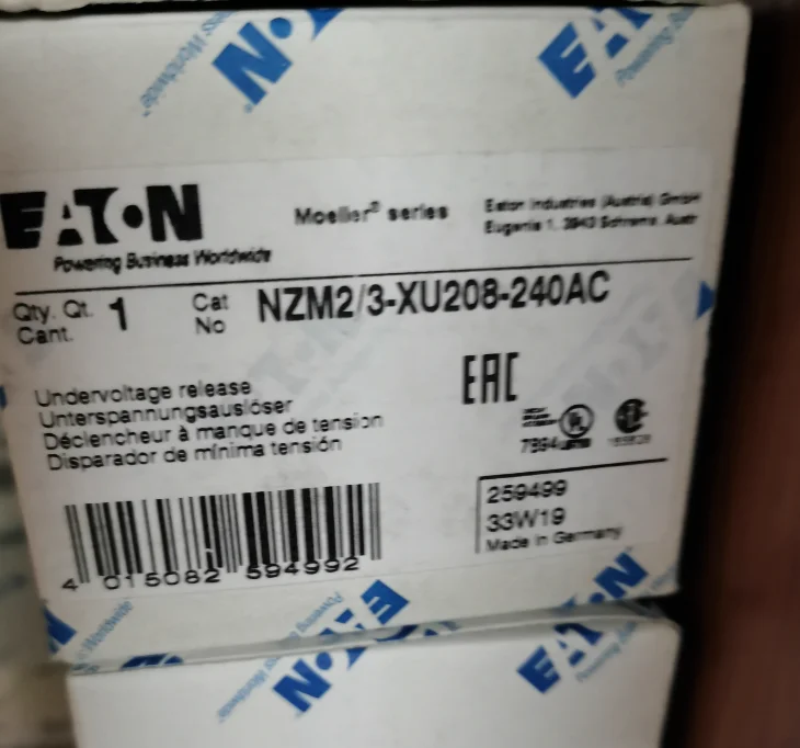 

NZM2/3-XU208-240AC MCCB undervoltage coil New original EATON