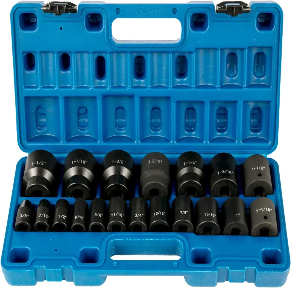 Impact Socket Set 1/2 Inches 19 Piece Impact Sockets 1/2 Inches Drive Socket Set Impact 6-point Hex Sockets Standard SAE
Impact Socket Set 1/2 Inches 19 Piece Impact Sockets 1/2 Inches Drive Socket Set Impact 6-point Hex Sockets Standard SAE