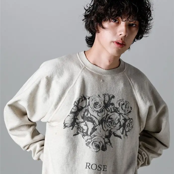 

2024 new fashion tide Saints Michaels Cho 24SS rose do old pullover round neck sweater padded winter