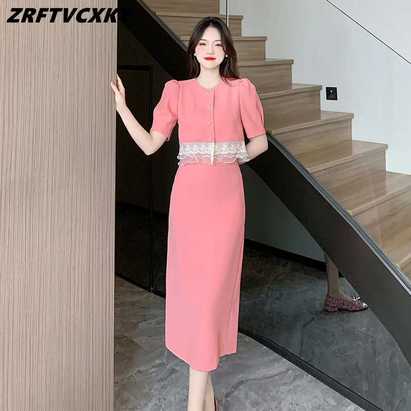 Korean Summer Skirts Suits Women Elegant Chic Retro Lace Patchwork Top + Long Pencil Skirts Ladies Casual Party 2-Piece Set
Korean Summer Skirts Suits Women Elegant Chic Retro Lace Patchwork Top + Long Pencil Skirts Ladies Casual Party 2-Piece Set