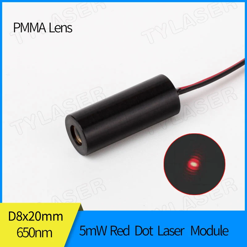 

IEC Class IIIA 5mw Standard 8x20mm 650nm Red Dot Laser Diode Module Industrial Grade APC Driver for Woodworking Carving Machine