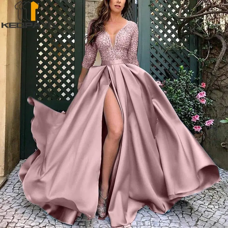 Women's Evening Dress New 2023 Women Sexy Deep V-neck Lace Sequins Patchwork Split Big Swing Long Dresses Ladies Party Clothes
Women's Evening Dress New 2023 Women Sexy Deep V-neck Lace Sequins Patchwork Split Big Swing Long Dresses Ladies Party Clothes