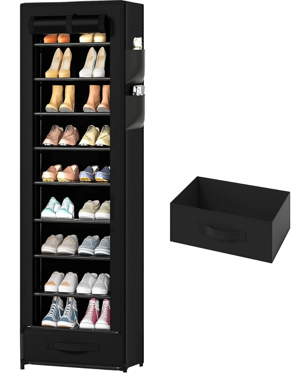10 Tier Tall Shoe Rack Narrow Shoe Rack with Storage Box Steady & Long-lasting & Dustproof Shoes Shelf
10 Tier Tall Shoe Rack Narrow Shoe Rack with Storage Box Steady & Long-lasting & Dustproof Shoes Shelf