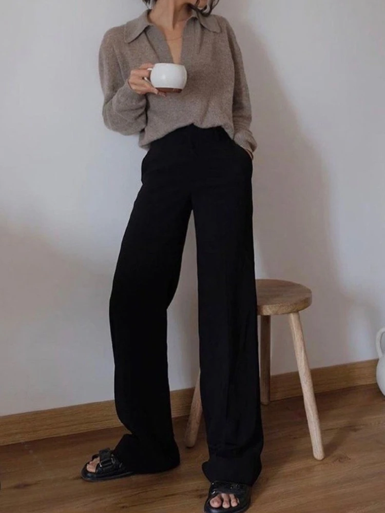 2023 Spring New Black Slim Wide-leg Pants Simple Straight High Waist Women Long Pants
2023 Spring New Black Slim Wide-leg Pants Simple Straight High Waist Women Long Pants