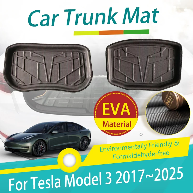 

Fit For Tesla Model 3 2017~2025 1 Piece Car Rear Trunk Mats Waterproof Cargo Pad Boot Carpet Suitcase Rug Cover Auto Accessories