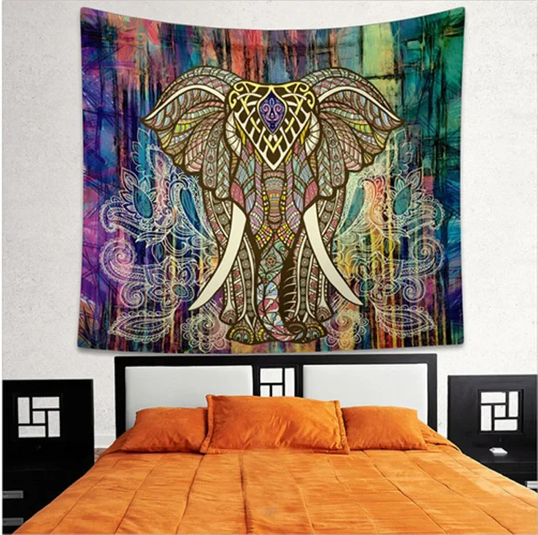 

Tapestry Elephant Colored Printed Decorative Mandala Tapestry Indian Elephant Mandala Hippie Wall Hanging