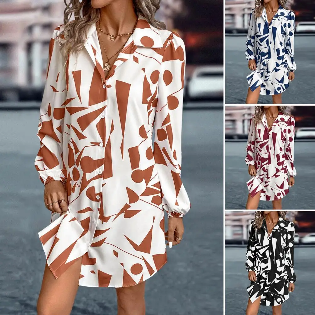 Lantern Sleeve Dress Colorful Print Loose Women's Dress with Turn-down Collar Long Lantern Sleeves Soft Lady Above for Casual
Lantern Sleeve Dress Colorful Print Loose Women's Dress with Turn-down Collar Long Lantern Sleeves Soft Lady Above for Casual