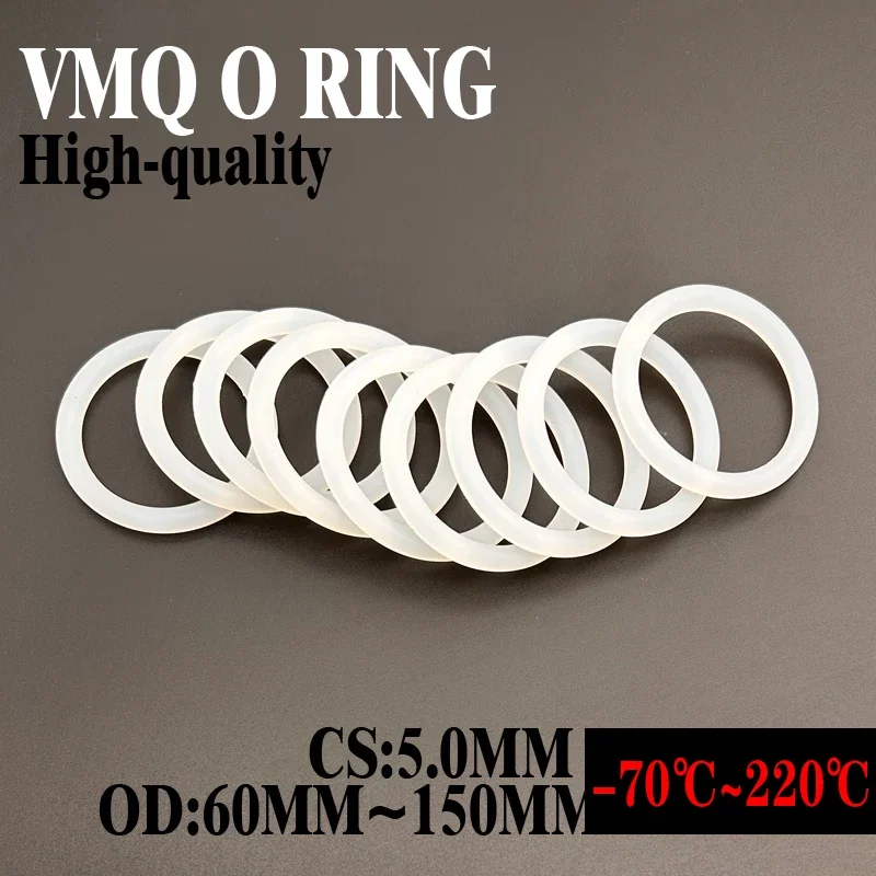 10Pcs Silicone Ring Gasket CS 5mm OD60mm ~ 150mm VMQ White Food Grade Waterproof Washer Rubber Silicone Gasket Rubber O-Ring
10Pcs Silicone Ring Gasket CS 5mm OD60mm ~ 150mm VMQ White Food Grade Waterproof Washer Rubber Silicone Gasket Rubber O-Ring