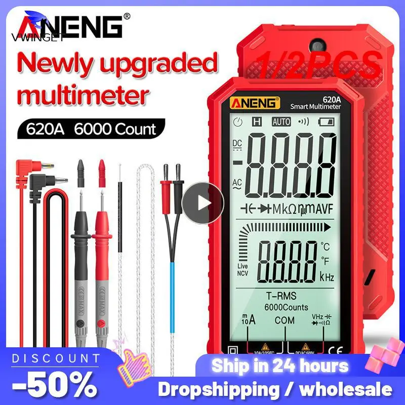 1/2PCS Digital 620A Smart Multimeter Transistor Testers 6000 Counts True RMS Auto Electrical Capacitance Meter Temp Resistance
1/2PCS Digital 620A Smart Multimeter Transistor Testers 6000 Counts True RMS Auto Electrical Capacitance Meter Temp Resistance
