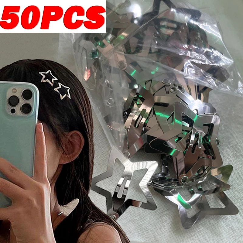 50Pcs Wholesale Simple Star Hairpin Girl Y2K Silver Metal Snap Hairgrip Headwear Women Punk Hair Barrettes Gift Hair Accessories
50Pcs Wholesale Simple Star Hairpin Girl Y2K Silver Metal Snap Hairgrip Headwear Women Punk Hair Barrettes Gift Hair Accessories