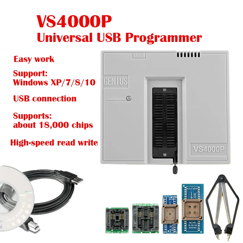 VS4000P VSpeed Universal USB Programmer LCD Bios Notebook Main Board Memory Read Write Burner PIC Chip Flash Support 18000+ Chip
VS4000P VSpeed Universal USB Programmer LCD Bios Notebook Main Board Memory Read Write Burner PIC Chip Flash Support 18000+ Chip
