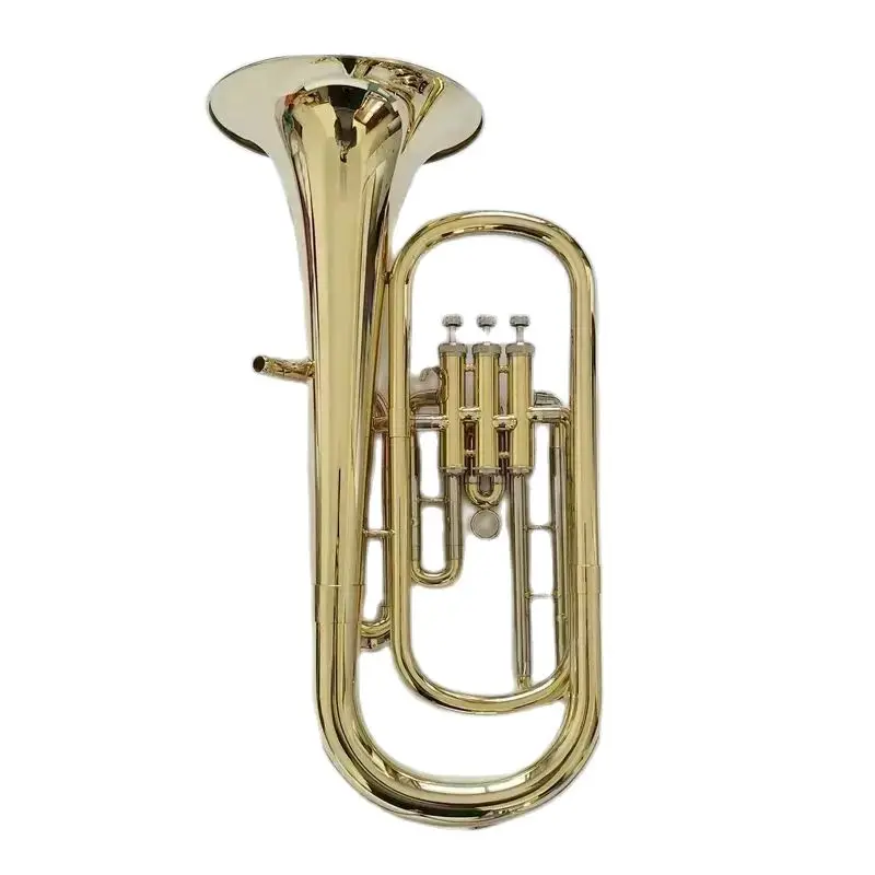 

Brass gold-plated professional Baritone Horn B-flat euphonium high-quality tone three-key tenor jazz instrument trumpet horn