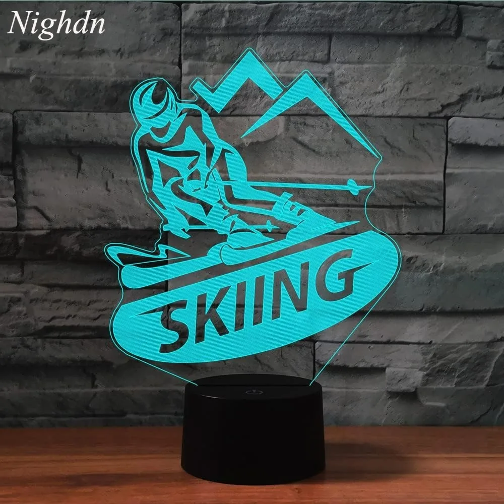 

Nighdn 3D Skiing Night Light Led Lamp Illusion Color Changing Table Desk Decoration Lamps Acrylic Nightlight Kids Birthday Gift