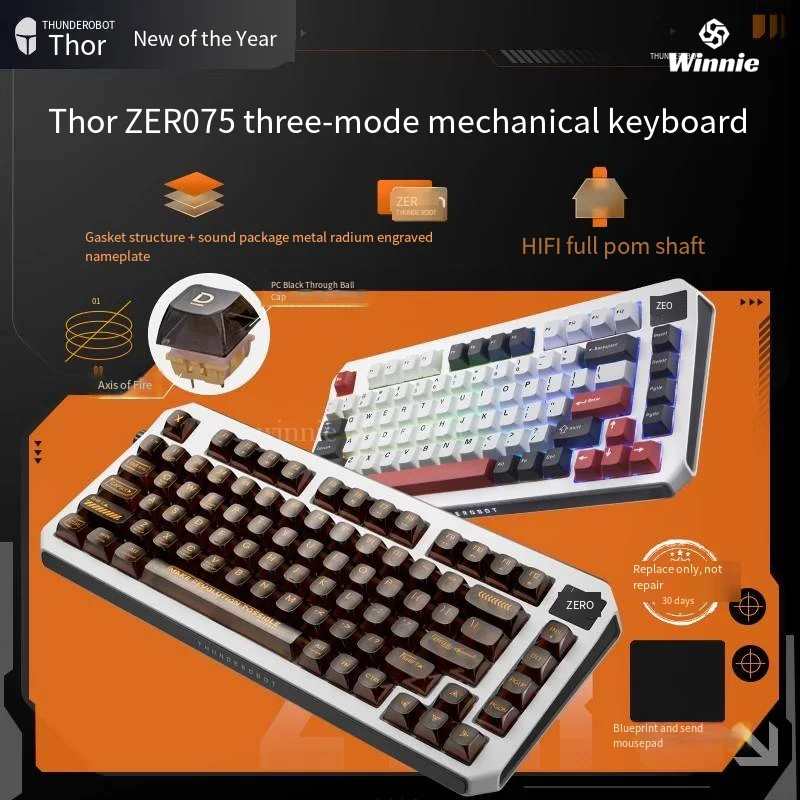 Thunderobot Zero75 Three Mode Mechanical Keyboard Wireless Bluetooth 81keys Rgb Backlight 4000mah Gaming Hot Swap Keyboard
Thunderobot Zero75 Three Mode Mechanical Keyboard Wireless Bluetooth 81keys Rgb Backlight 4000mah Gaming Hot Swap Keyboard