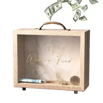 나무 돈 은행 상자 장식 저축 상자, 창의적이고 장식적인 여행 펀드 상자, 나무 은행 동전 은행 가방 모양 돈