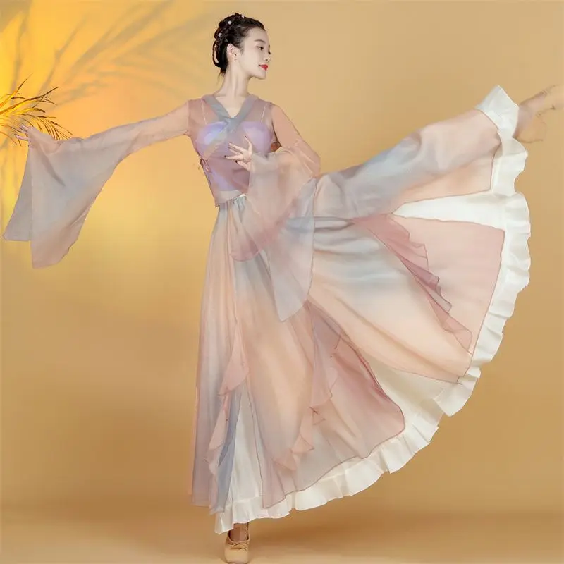 Chinese Classical Dance Costumes Flowing Women's Gradient Colors Han Tang Martial Arts Training Large Swing Performance Skirts
Chinese Classical Dance Costumes Flowing Women's Gradient Colors Han Tang Martial Arts Training Large Swing Performance Skirts